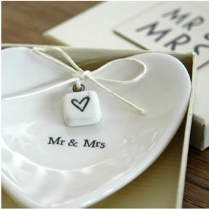 NWT Mr & Mrs Heart Shaped Porcelain Ring Dish
